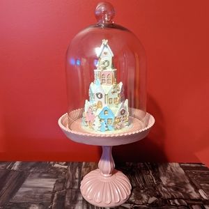 *Pastel Gingerbread Sugar Castle on Cloche with Dome HTF